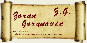 Zoran Goranović vizit kartica